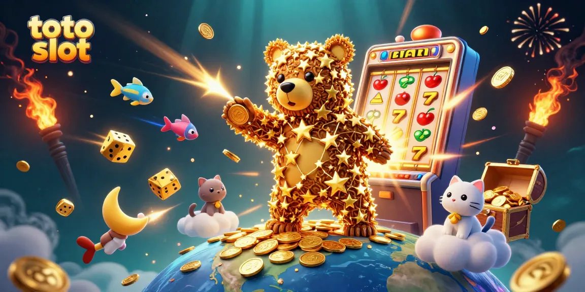 Experience the thrilling world of toto slot with a colorful 3D illustration of winning moments and jackpot excitement.