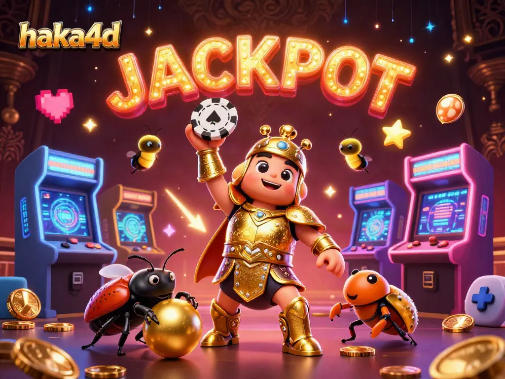 Experience the excitement of haka4d with vibrant 3D characters celebrating a casino jackpot.