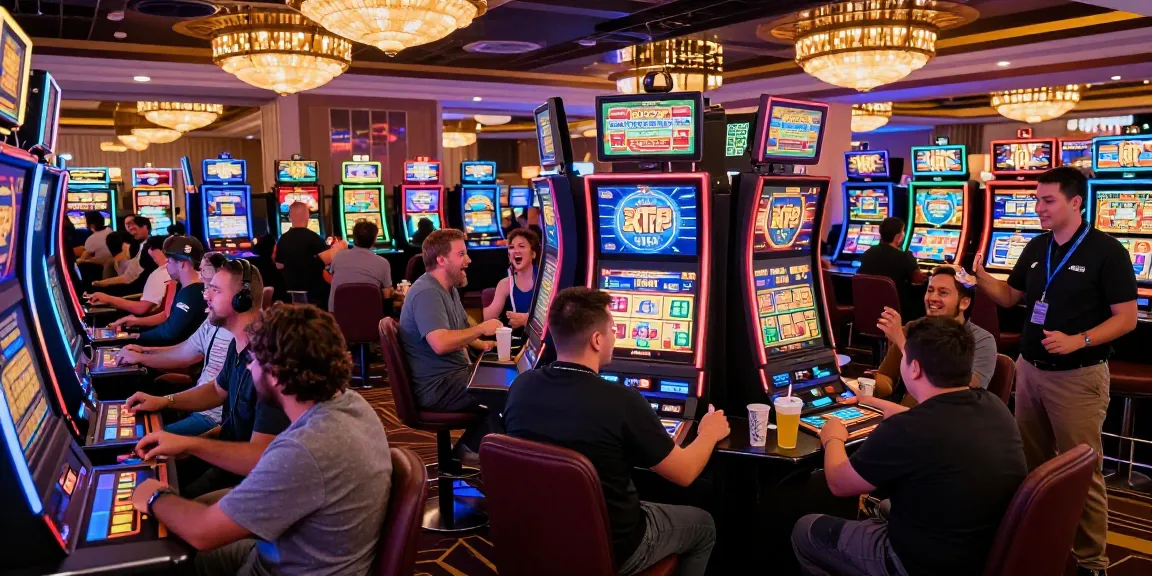 Exciting gaming scene showcasing players enjoying slot rtp machines in a vibrant casino atmosphere.