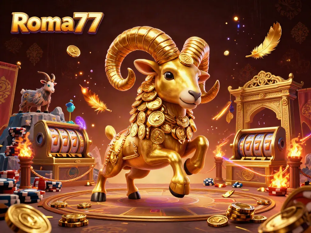 Engage with Roma77's vibrant online gaming scene featuring exciting slot elements and dynamic characters.