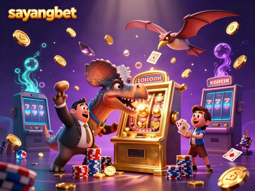 Experience the excitement of sayangbet with a pachycephalosaurus and casino elements in dynamic action.