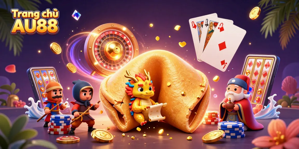 Win at Trang chủ AU88 with this vibrant 3D casino scene showcasing fortune, gaming elements, and excitement.