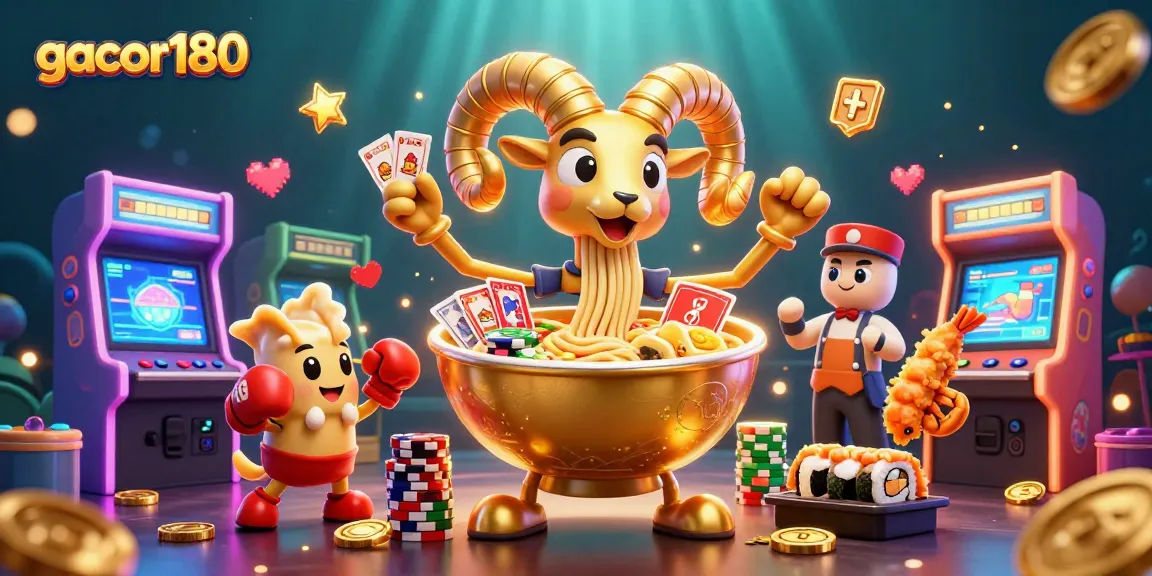 Gacor180 merayakan permainan casino dengan ramen raksasa, gyoza, dan tempura sebagai pemandu sorak.