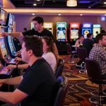 CICAKWIN engaging players enjoying vibrant slot machines in an electrifying gaming atmosphere.