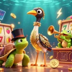 Experience the thrill of winning with Slot Gacor Minimal Deposit 10 Ribu, featuring vibrant casino characters and slot game elements.