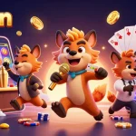 Experience the excitement of vipwin with dynamic characters in a vibrant casino scene.