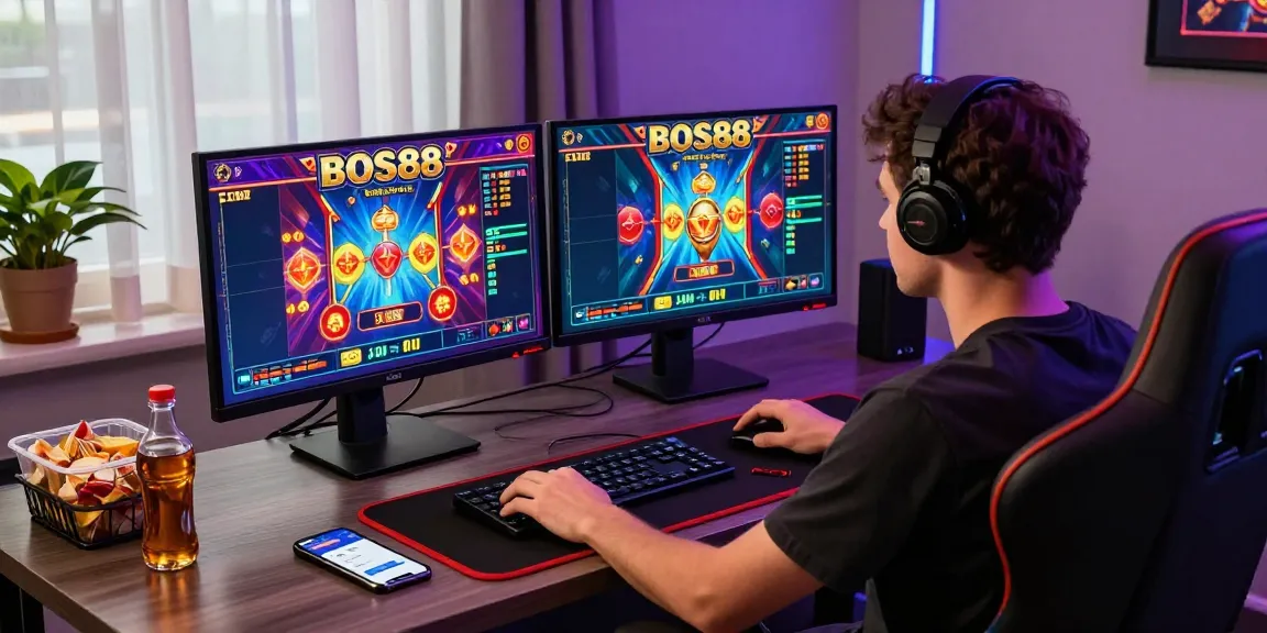 Menampilkan cara login BOS88 dengan suasana bermain slot yang seru.