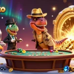 kenzototo mengalihkan perhatian di meja blackjack dengan dinosaurus lucu dan tumpukan koin emas