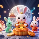 Memenangkan hadiah toto terbesar dengan ilustrasi kucing bulan dan koin emas yang terbang dalam latar belakang casino yang glamour.
