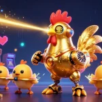 Gambarlah mataramtoto di kasino dengan ayam robot retro-futuristik menembakkan laser, memikat semua pemain.