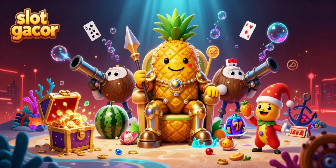 Memainkan slot gacor dengan penguasa nanas emas dikelilingi harta laut yang bersinar