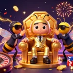 Experience the thrill of da88 with a dazzling 3D casino scene featuring a bumblebee mob boss.