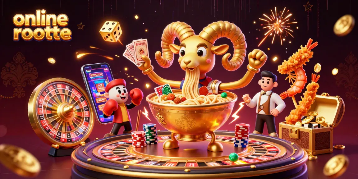Experience exciting online roulette with a vibrant 3D scene of characters and casino elements.