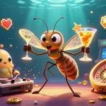 Experience mega99 slot with a vibrant casino mascot and sleek gaming elements in this lively 3D scene.