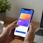 Pengguna mengakses aplikasi UFO777 di smartphone, menunjukkan login dan jadwal pertandingan dari https://ufoapk.id/.